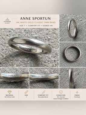 Anne Sportun 14K White Gold Stacking Ring Size 7